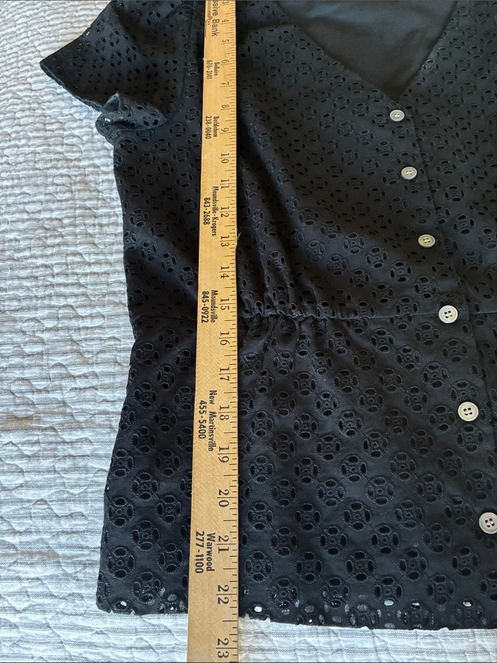 J. Crew Black Eyelet Button-Front V-Neck Blouse Size 8